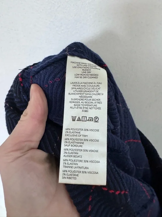 Anthropologie Maeve The Colette Merrick Knit Crop Pants Blue Red size 31 - Picture 10 of 11